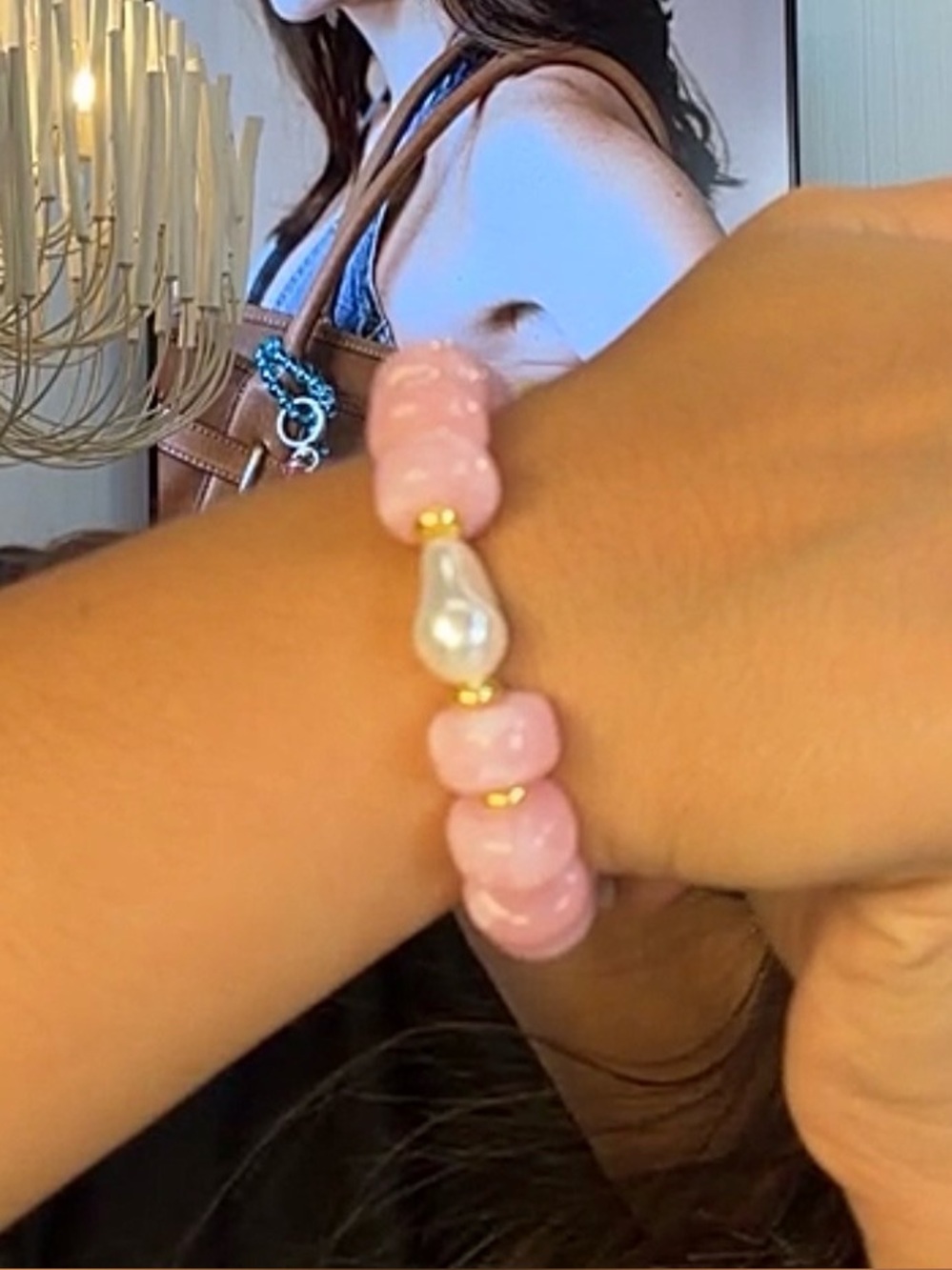 Mayamar Pink Beaded with Fresh Water Pearl accent Bracelet - Picture 4 of 4